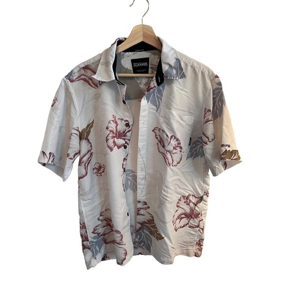Billabong Hawaiian Short Sleeve Button Up Shirt Men's Size Small Aloha Fit White - Picture 1 of 4